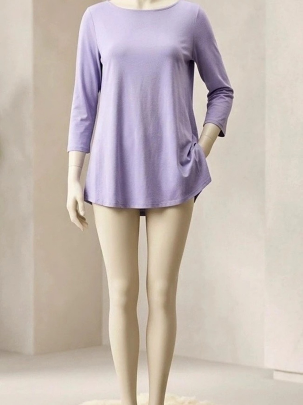 J. Jill WearEver Collection 3/4 Sleeve Shirt in Purple Size Medium